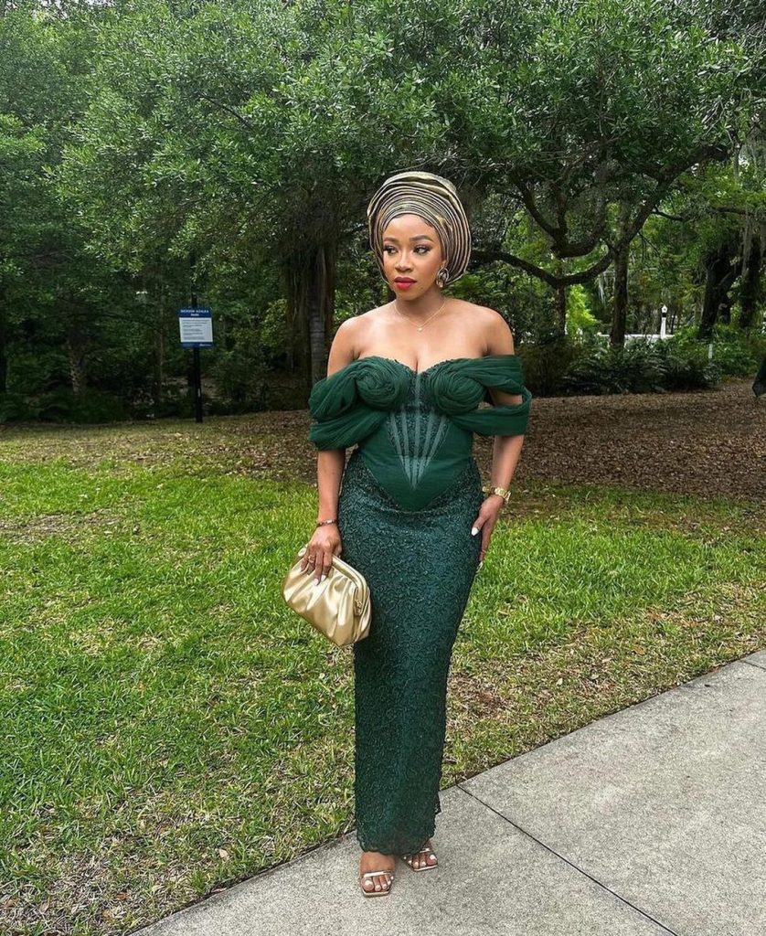 Attractive and Latest Aso Ebi Styles 2023 for weekend parties 2
