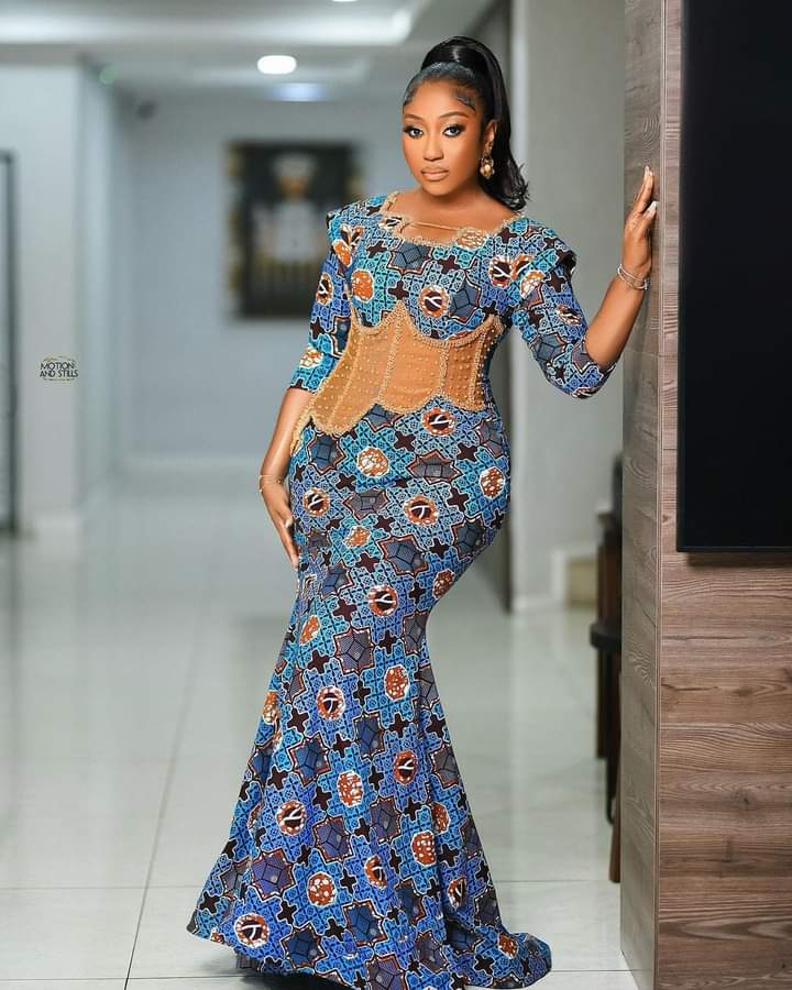 Latest Ankara Gown Styles 2023 in Blue Color 3