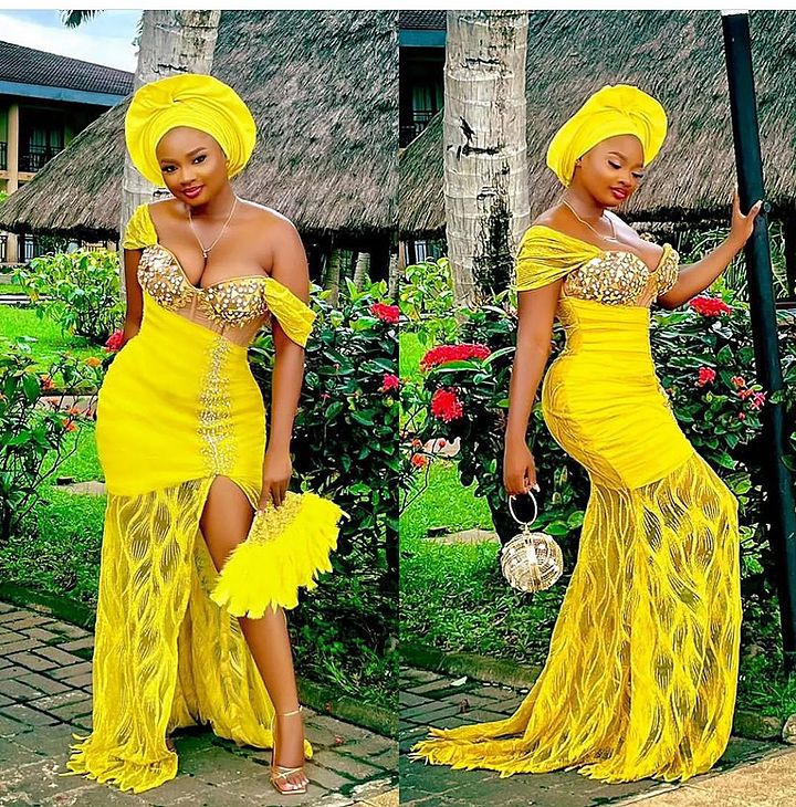 Latest and Bold Asoebi Gown Styles 2023 3